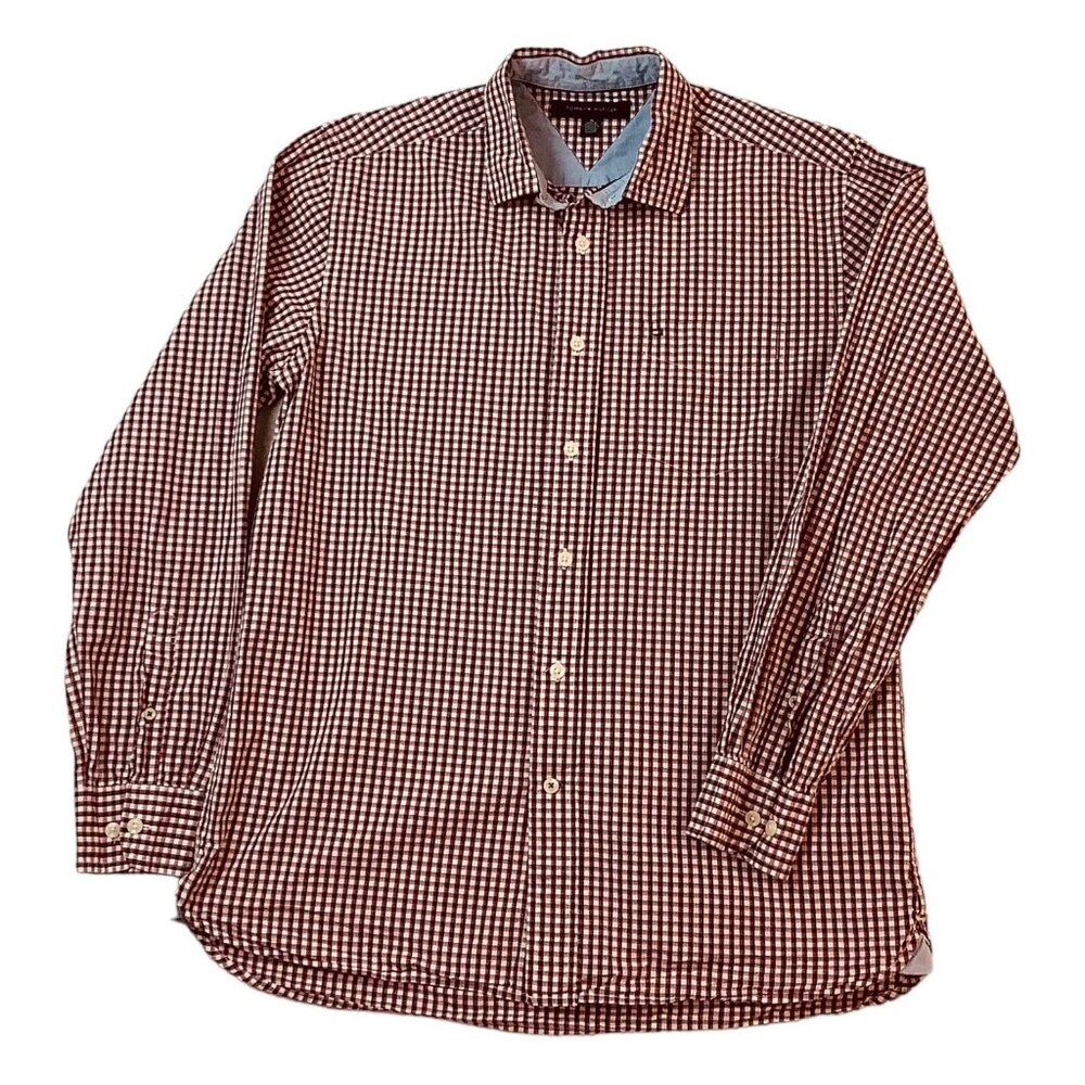 Tommy Hilfiger Button Up Long Sleeve Red/Blue Checks Shirt Mens Size M